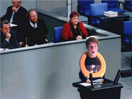 DJ Klobrille bei seiner ersten großen Rede im Bundestag.